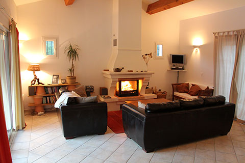 Open Plan Living Room with Fire Roaring