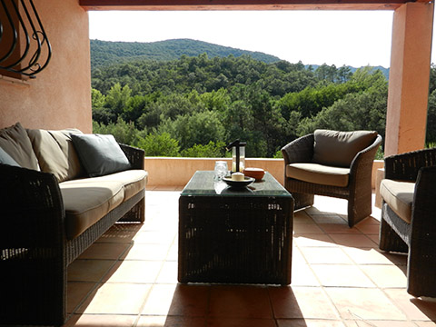 Patio Seating with Mountain Backdrop